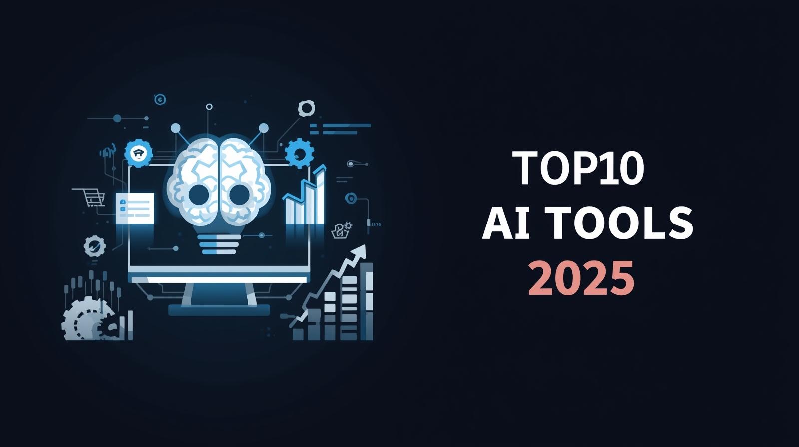 Illustration of top AI tools 2025 for productivity and business